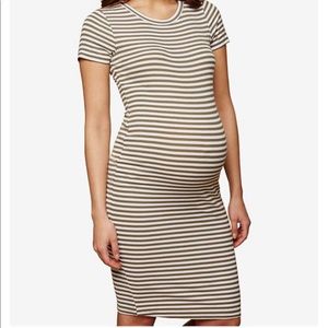 Striped Knit Maternity T Shirt Dress